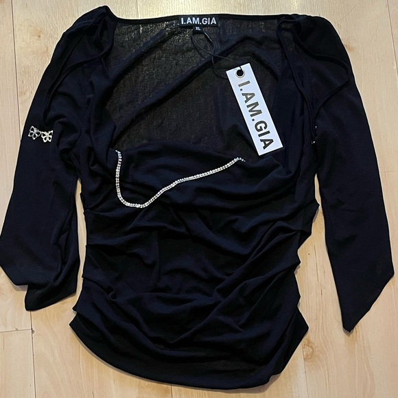 NWT I.AM.GIA Carlotta Cowl Neck Top Black Size XL - Picture 4 of 5